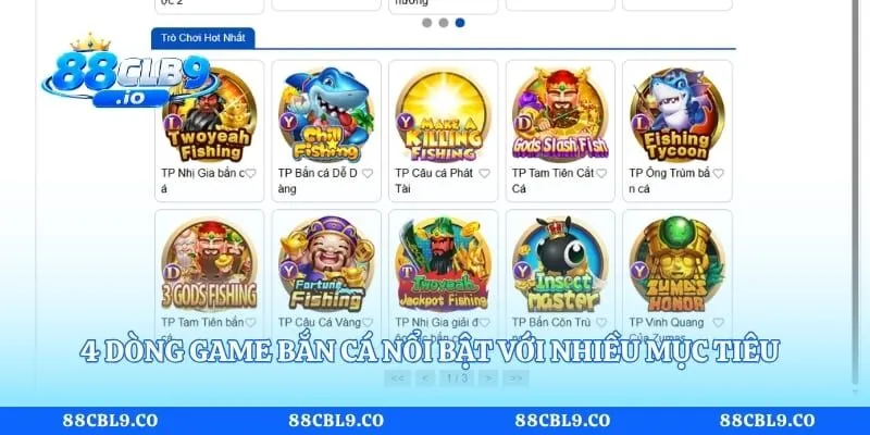 4 dòng game bắn cá nổi bật với nhiều mục tiêu và tính năng hấp dẫn