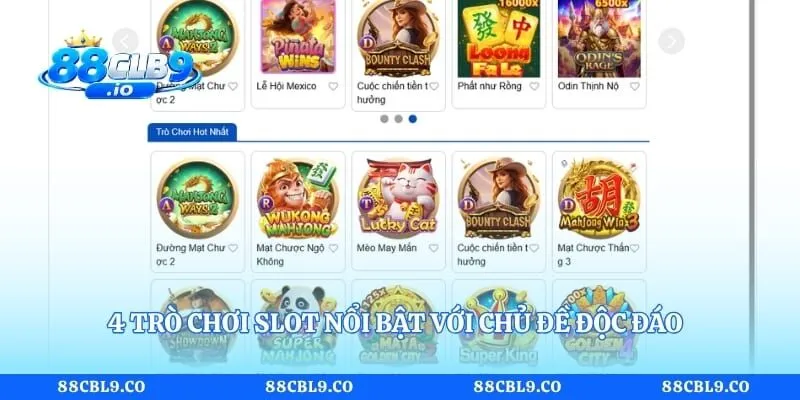 4 trò chơi slot nổi bật với chủ đề độc đáo và cơ chế thưởng đa dạng