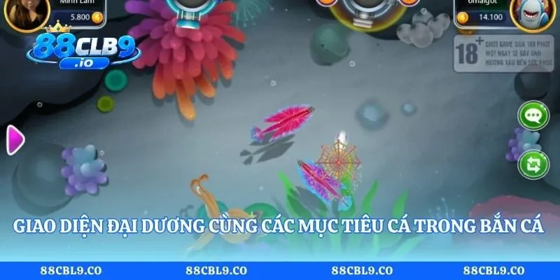 Giao diện đại dương cùng các mục tiêu cá trong bắn cá