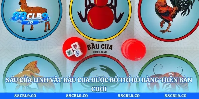 Bầu Cua 88CLB - Trải Nghiệm Trò Chơi Dân Gian Hấp Dẫn 3 Sáu cửa linh vật bầu cua được bố trí rõ ràng trên bàn chơi